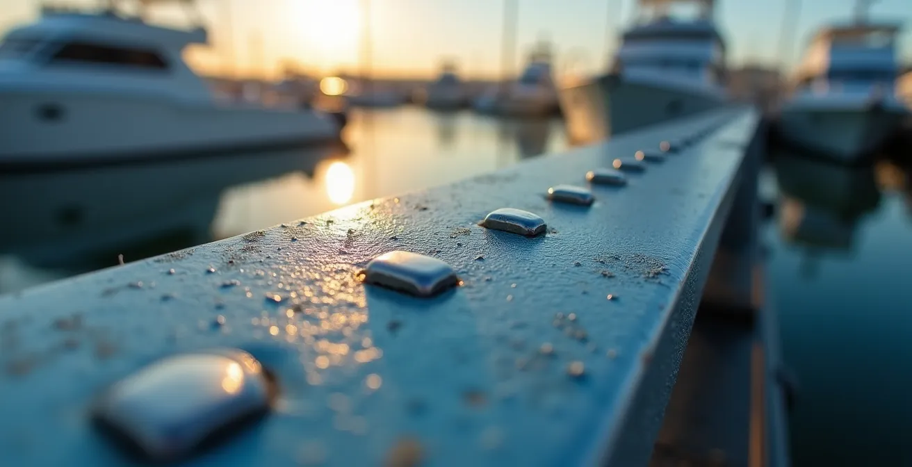 Détail macro de système de sécurité double paroi sur cuve de stockage
